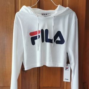 FILA white cropped hoodie